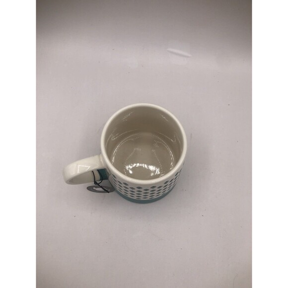 Old Pottery Company Button Diamond Mug Teal/White 16 Oz Coffee Tea - Picture 3 of 6